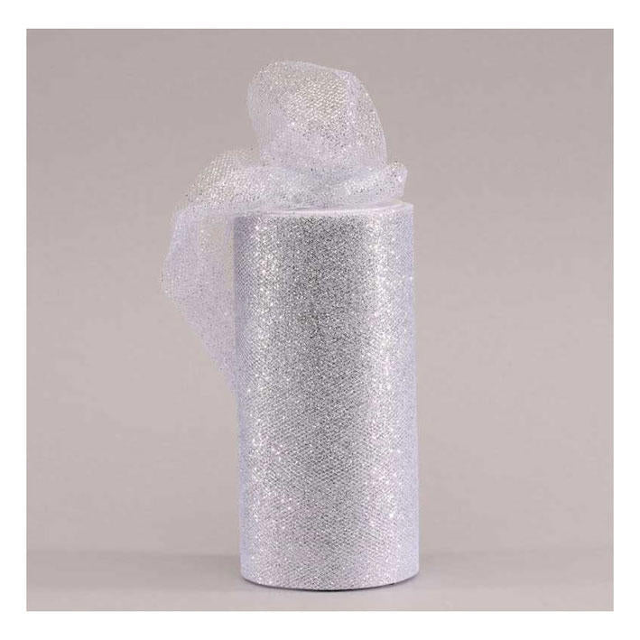 Tyll sølv glitter 15,5cm selges pr.m