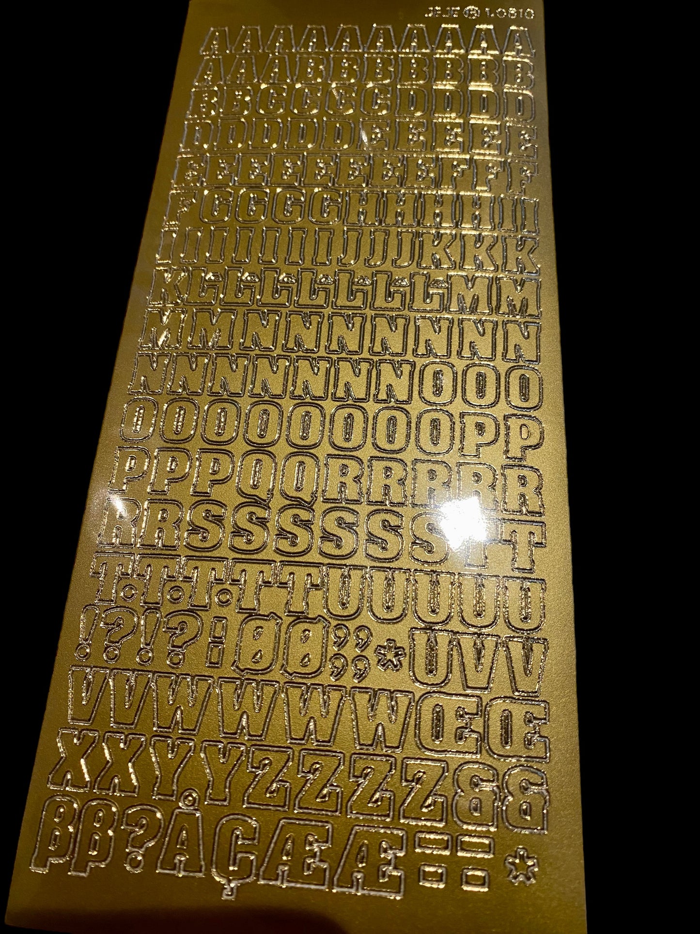 Klistremerke / stickers - Alfabet / bokstav - Gull