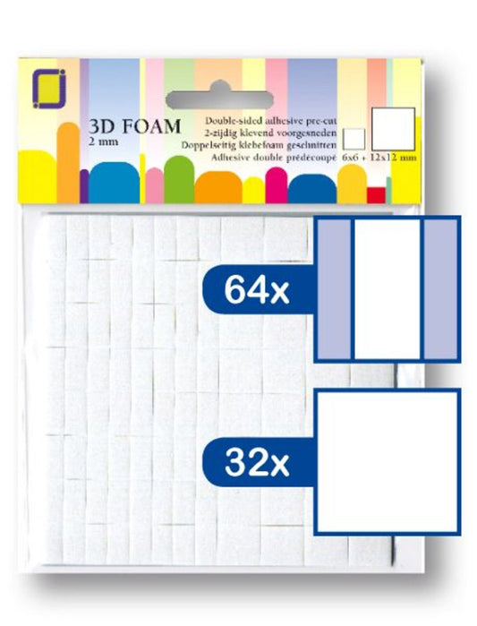 3D Foam Rectangles 12x12 mm & 12x6 mm x 2 mm