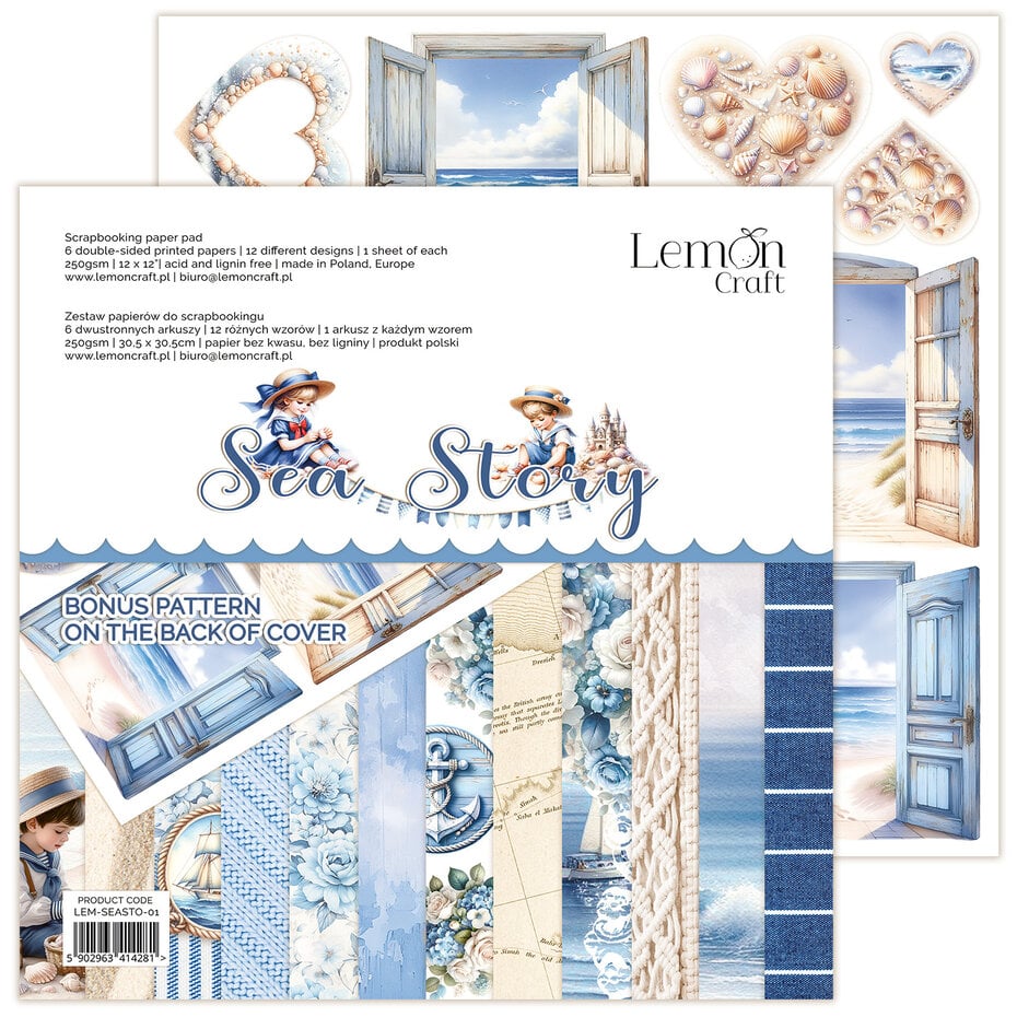 Lemoncraft mønsterark /arkpakke - Sea Story 12x12 Inch Paper Pad (LEM-SEASTO-01)