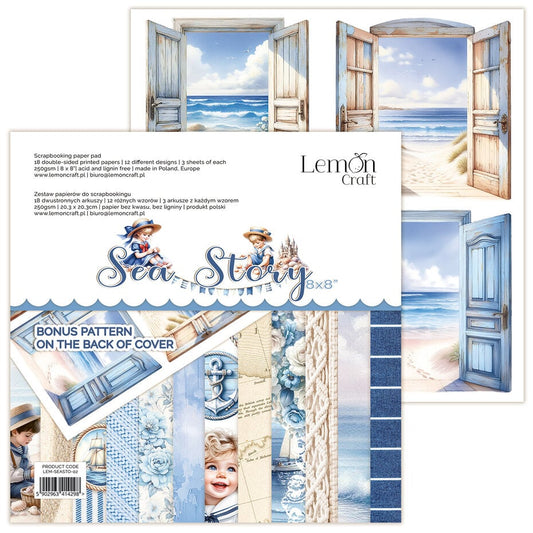Lemoncraft mønsterark /arkpakke - Sea Story 8x8 Inch Paper Pad (LEM-SEASTO-02)