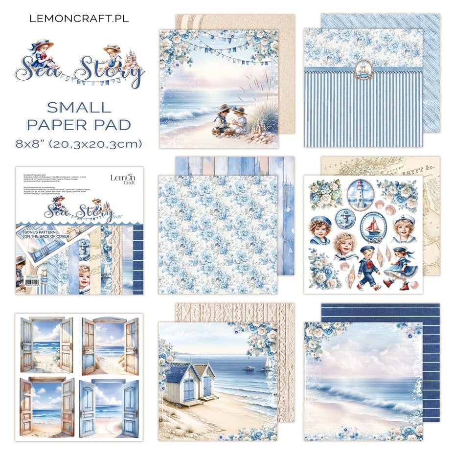Lemoncraft mønsterark /arkpakke - Sea Story 8x8 Inch Paper Pad (LEM-SEASTO-02)