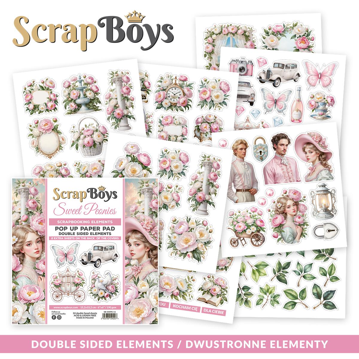 ScrapBoys Sweet Peonies SB-SWPE-11 Pop Up Blokk