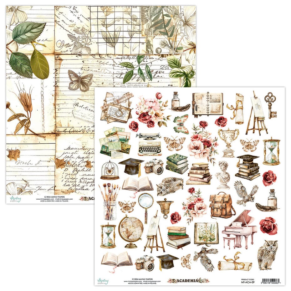 Mintay Academia 12x12 Inch Scrapbooking Paper Set (MT-ACA-07)