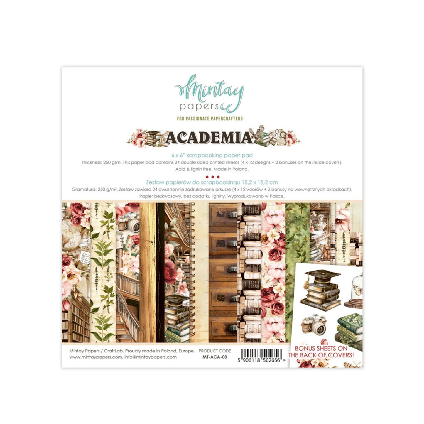 Mintay Academia 6x6 Inch Scrapbooking Paper Pad (MT-ACA-08)