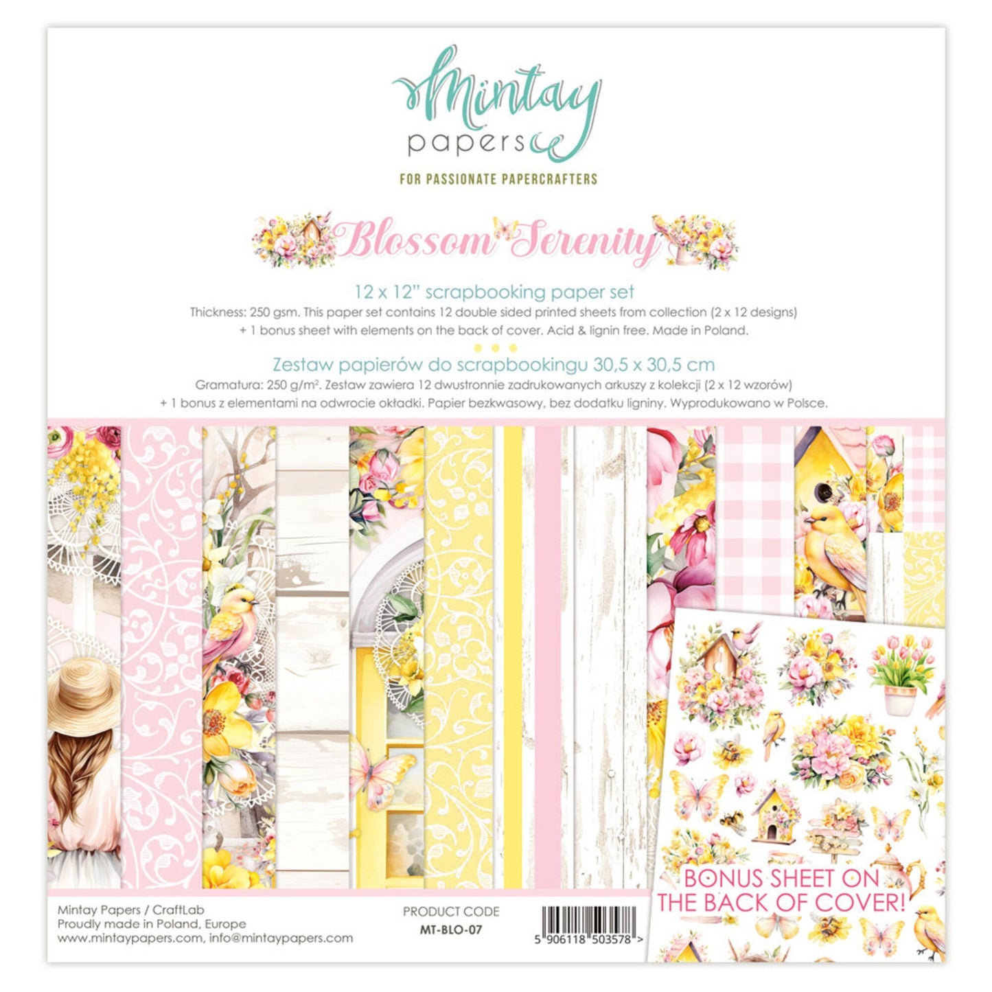 Mintay Blossom Serenity 12x12 Inch Scrapbooking Paper Set (MT-BLO-07)