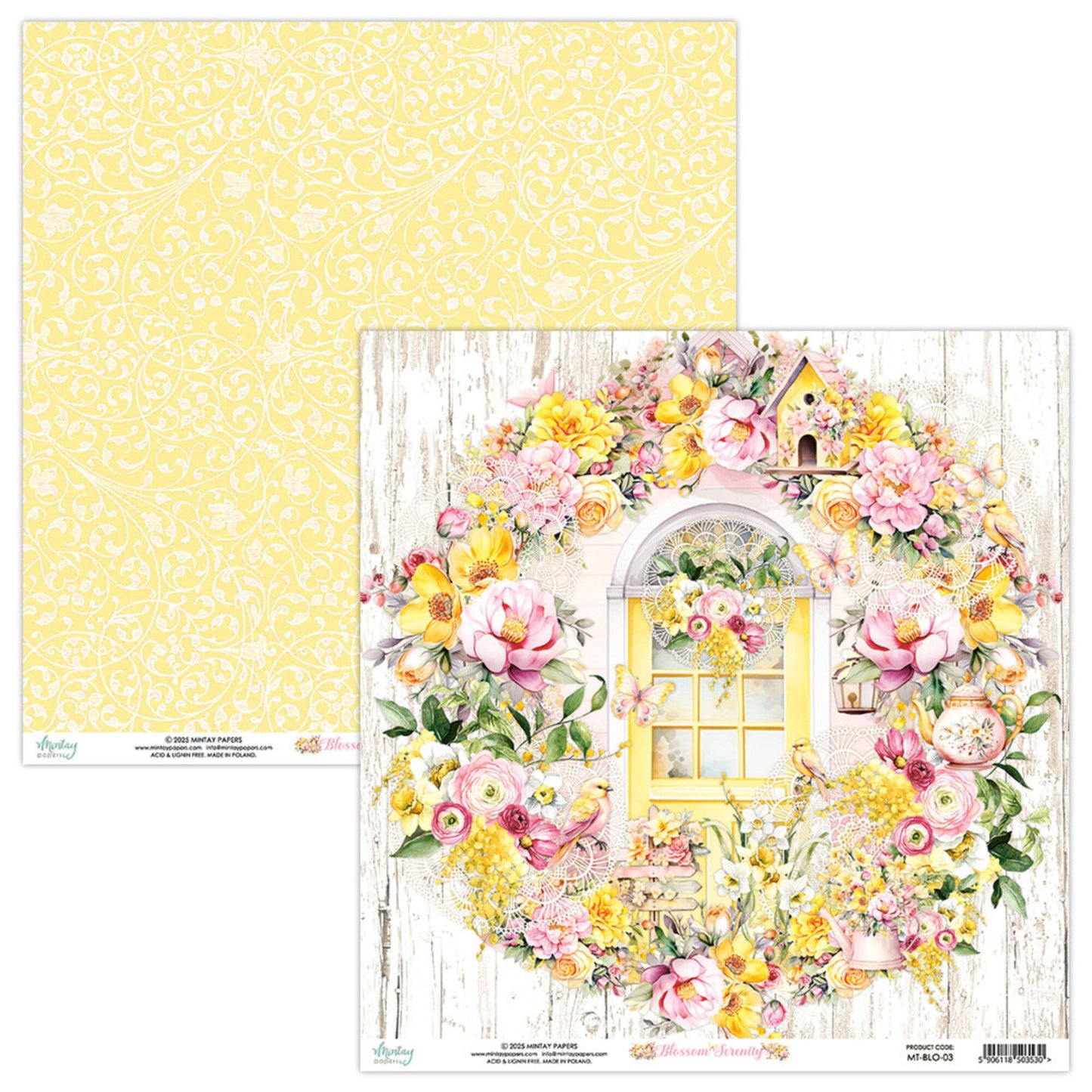 Mintay Blossom Serenity 12x12 Inch Scrapbooking Paper Set (MT-BLO-07)