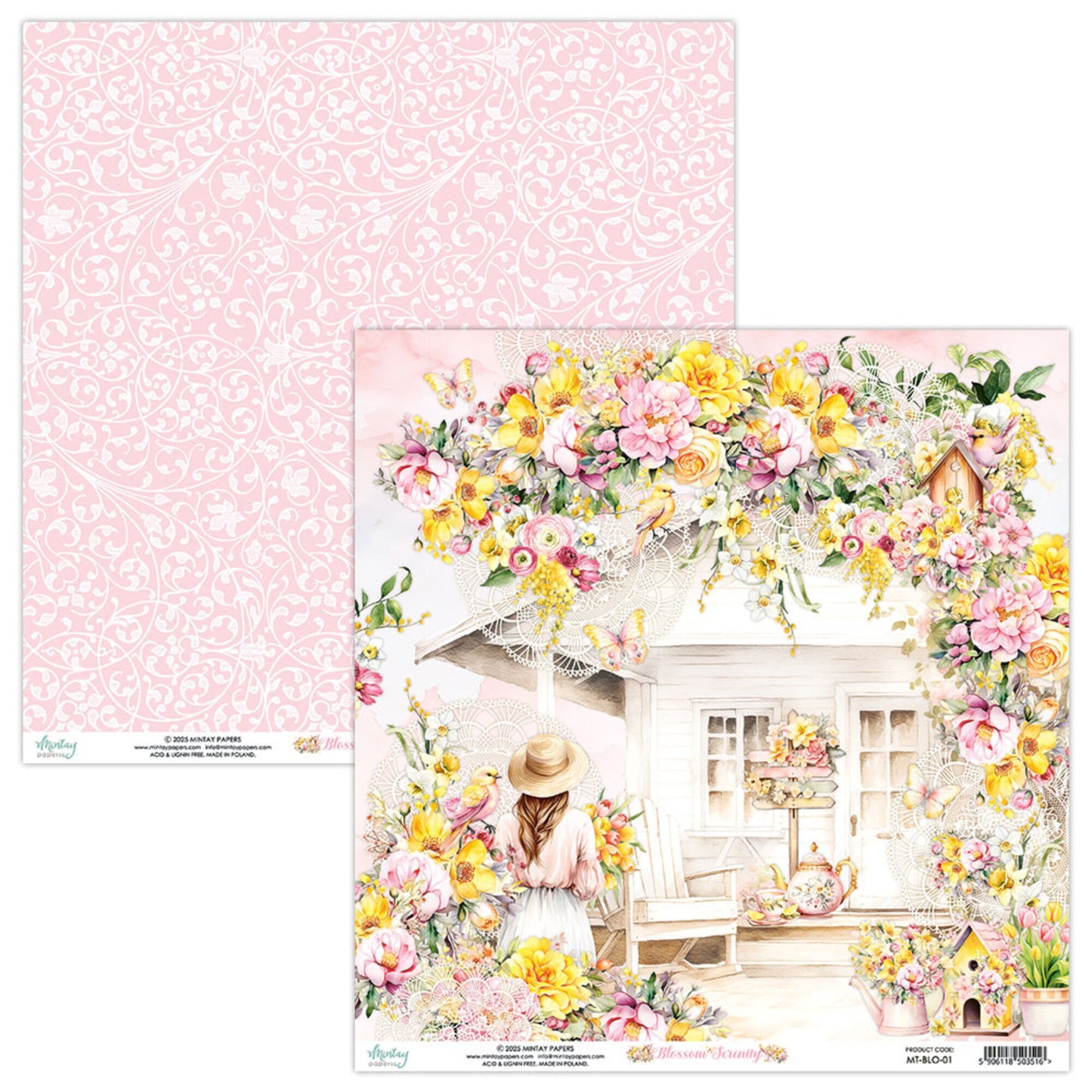 Mintay Blossom Serenity 12x12 Inch Scrapbooking Paper Set (MT-BLO-07)