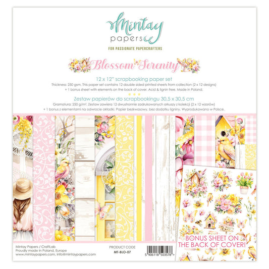 Mintay Blossom Serenity 12x12 Inch Scrapbooking Paper Set (MT-BLO-07)