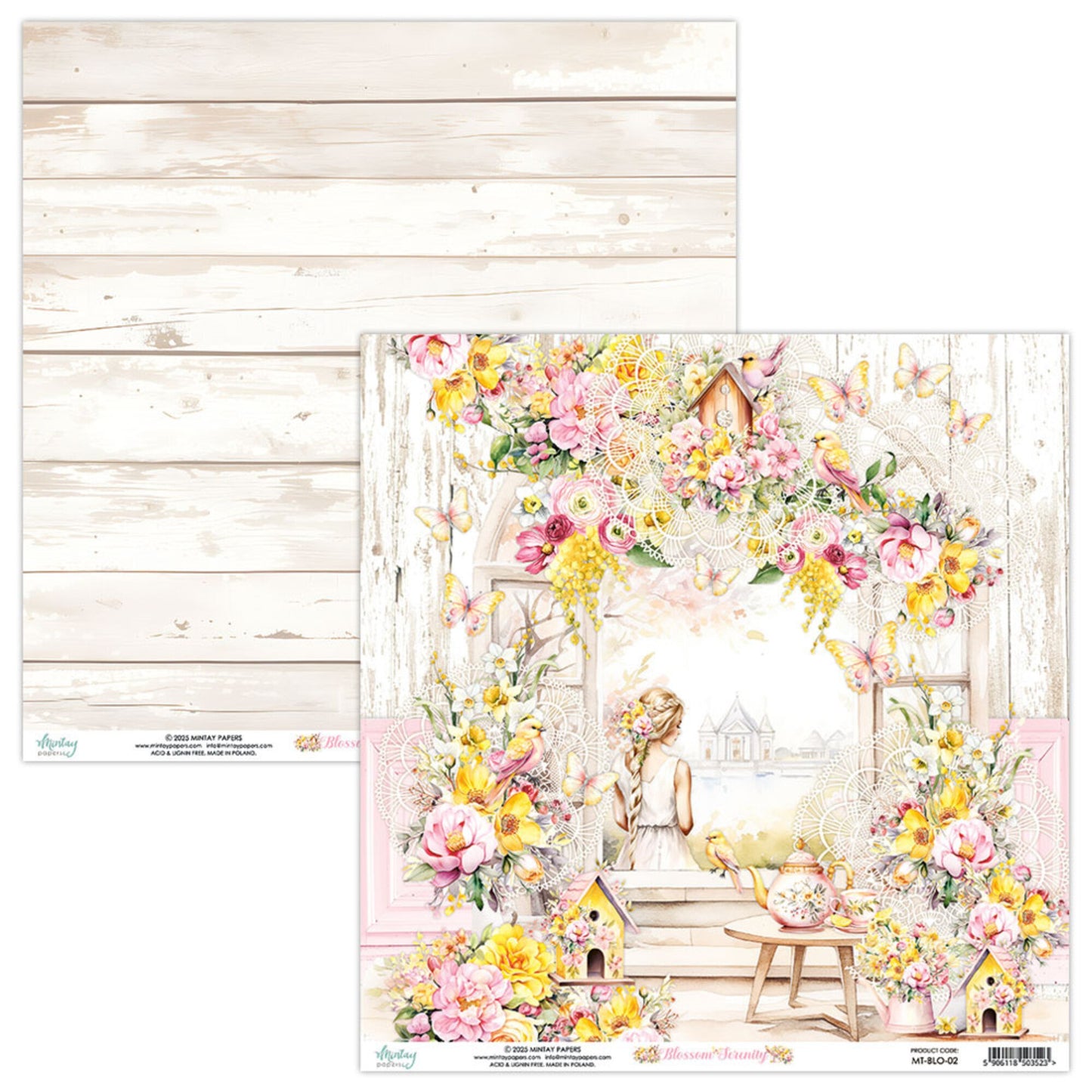 Mintay Blossom Serenity 12x12 Inch Scrapbooking Paper Set (MT-BLO-07)