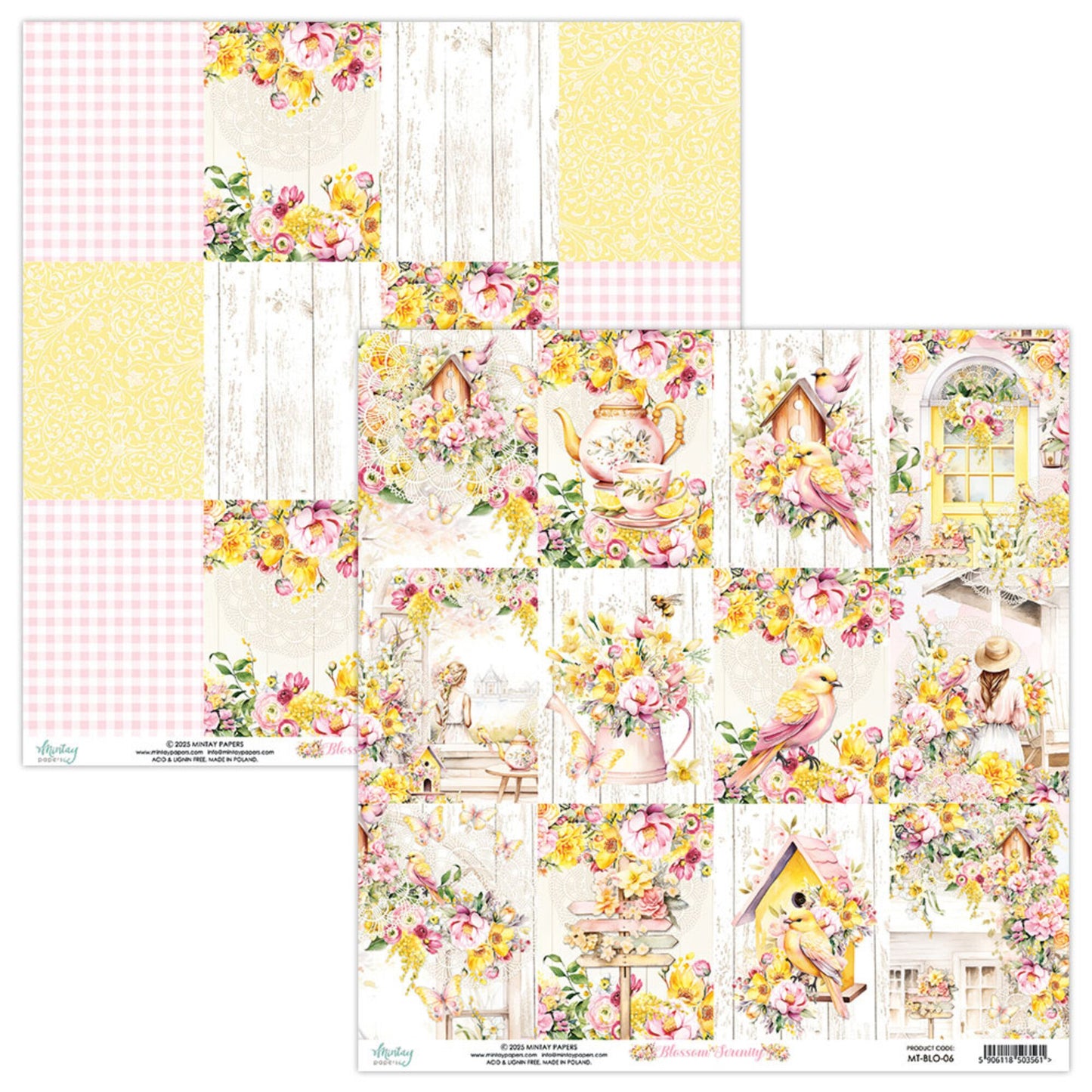 Mintay Blossom Serenity 12x12 Inch Scrapbooking Paper Set (MT-BLO-07)