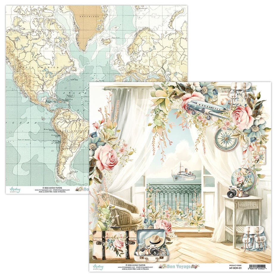 Mintay - Bon Voyage 12x12 Inch Scrapbooking Paper Set (MT-BON-07)