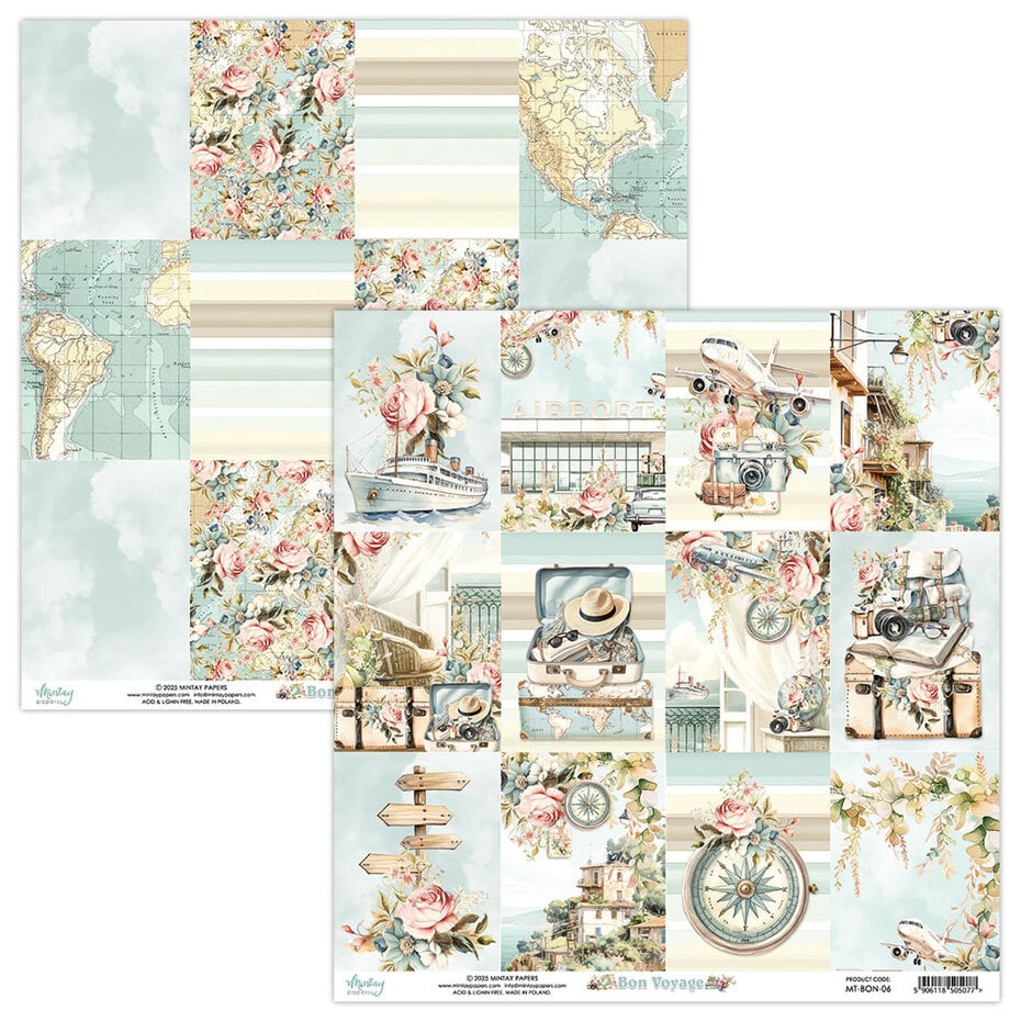 Mintay - Bon Voyage 12x12 Inch Scrapbooking Paper Set (MT-BON-07)