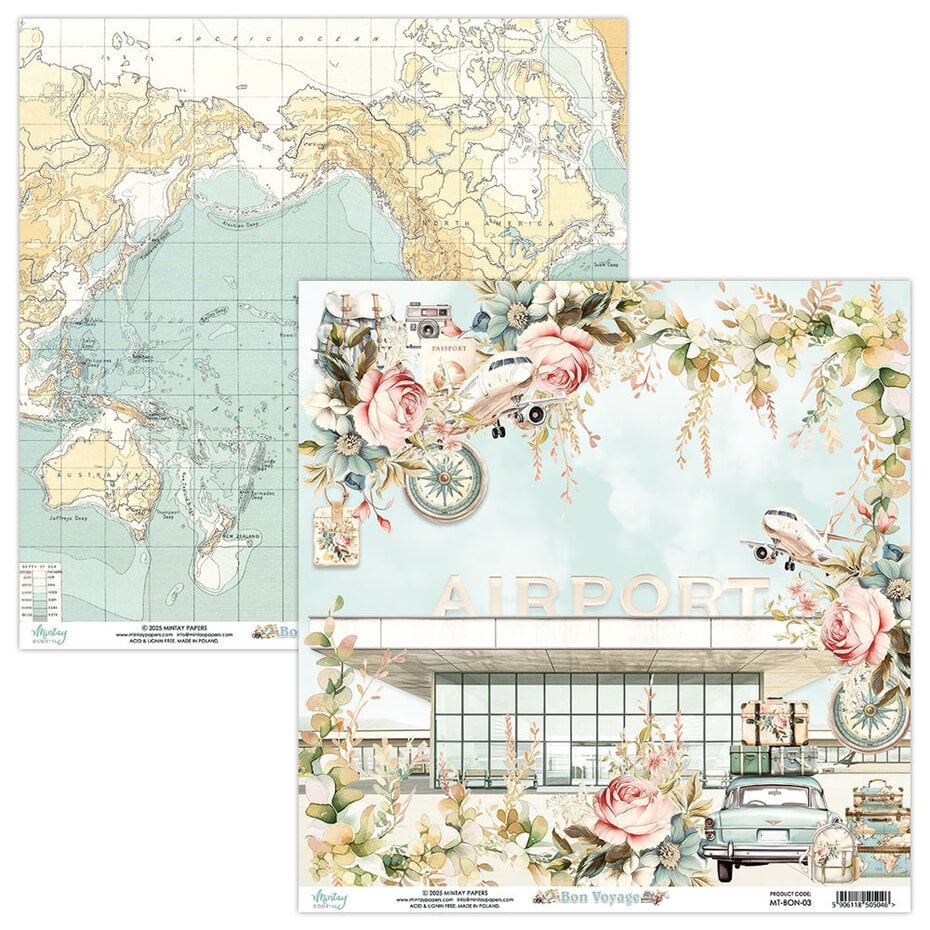 Mintay - Bon Voyage 12x12 Inch Scrapbooking Paper Set (MT-BON-07)