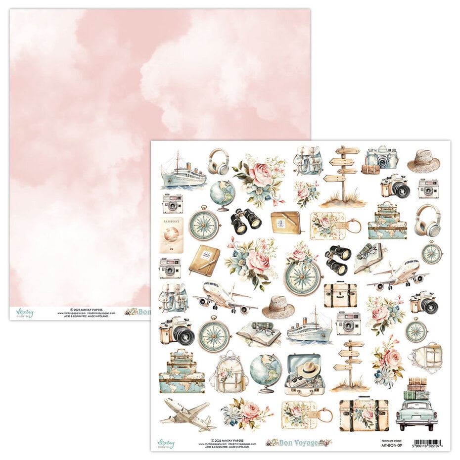 Mintay - Bon Voyage 12x12 Inch Scrapbooking Paper Set (MT-BON-07)