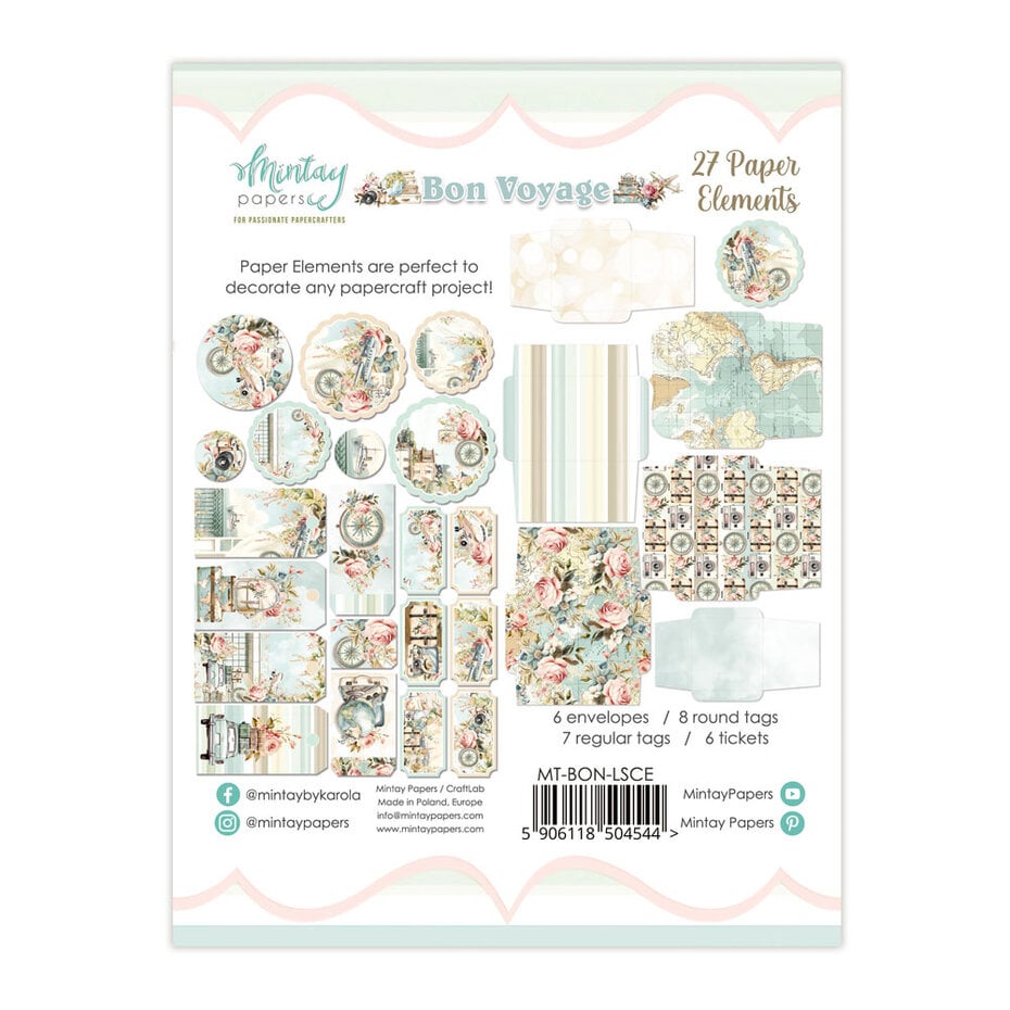 Mintay - Bon Voyage 6x8 Inch Paper Elements / die utkutt (27pcs) (MT-BON-LSCE)