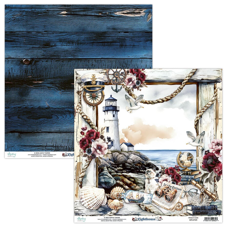 Mintay -Lighthouse 12x12 Inch Scrapbooking Paper Set (MT-LIT-07)
