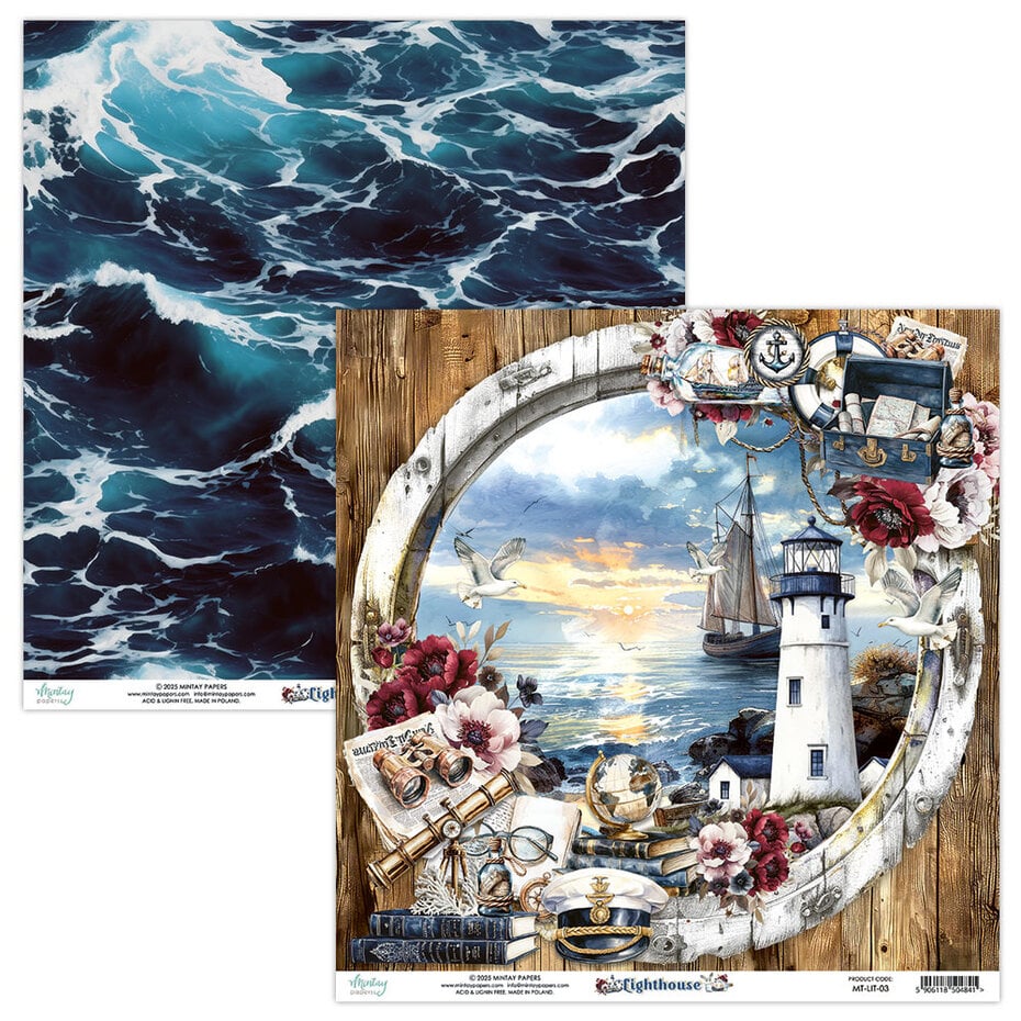 Mintay -Lighthouse 12x12 Inch Scrapbooking Paper Set (MT-LIT-07)