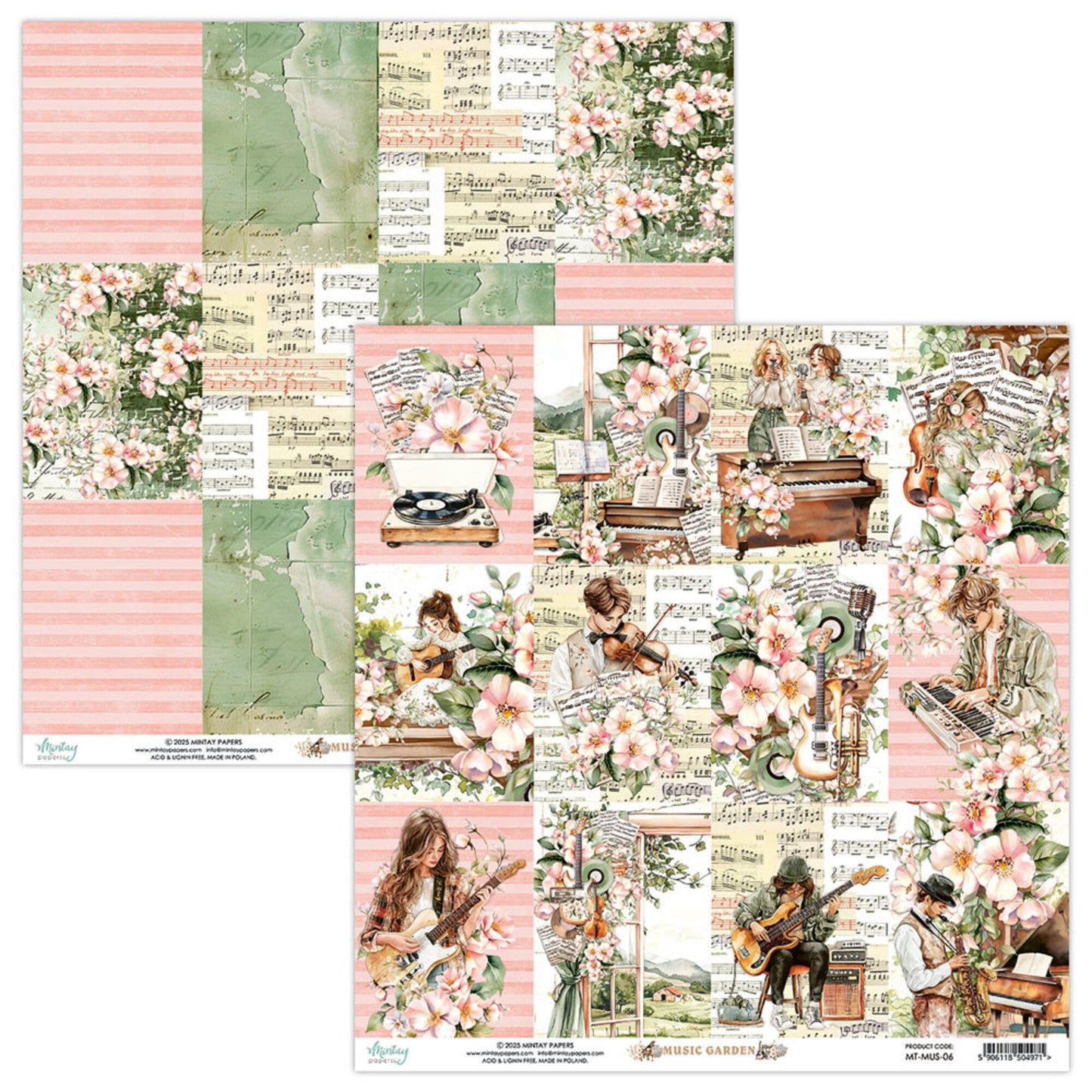 Mintay - Music Garden 12x12 Inch Scrapbooking Paper Set (MT-MUS-07)