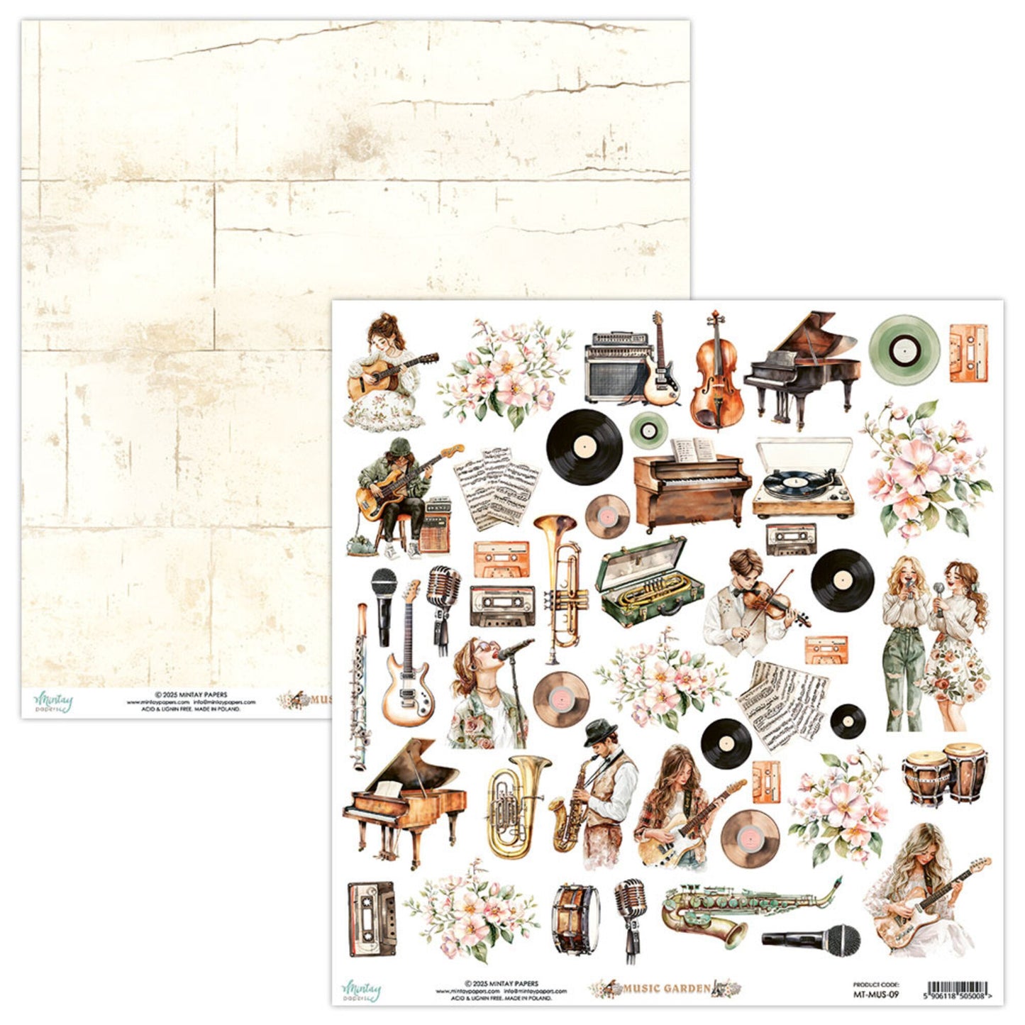 Mintay - Music Garden 12x12 Inch Scrapbooking Paper Set (MT-MUS-07)