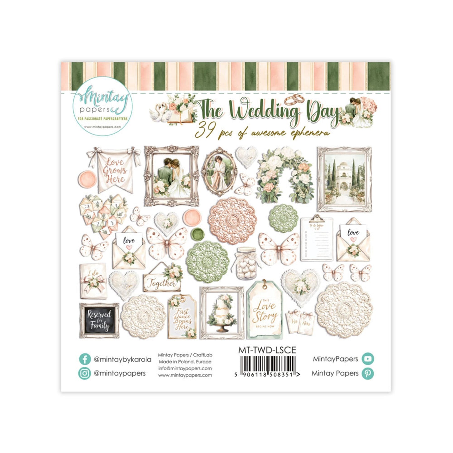 Mintay - The Wedding Day Paper Ephemera - Die cut pakke - (39pcs) (MT-TWD-LSCE)