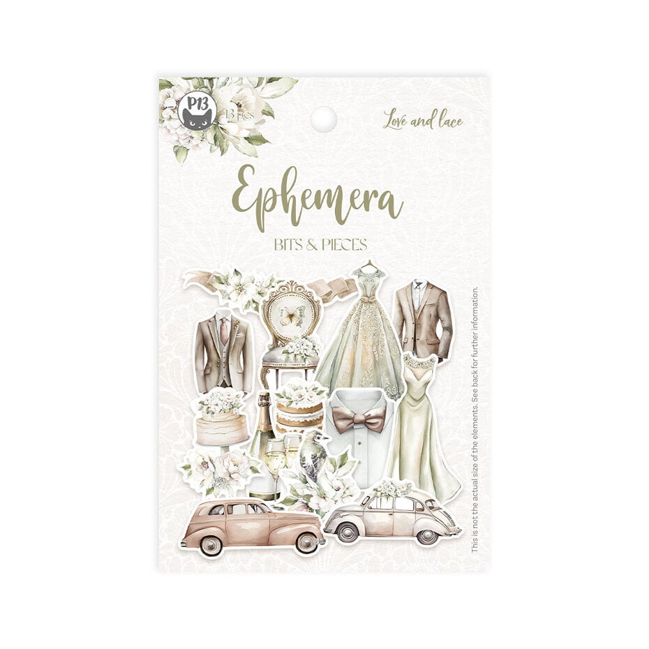 P13 Love and Lace Ephemera Bits & Pieces / diecuts (13pcs)