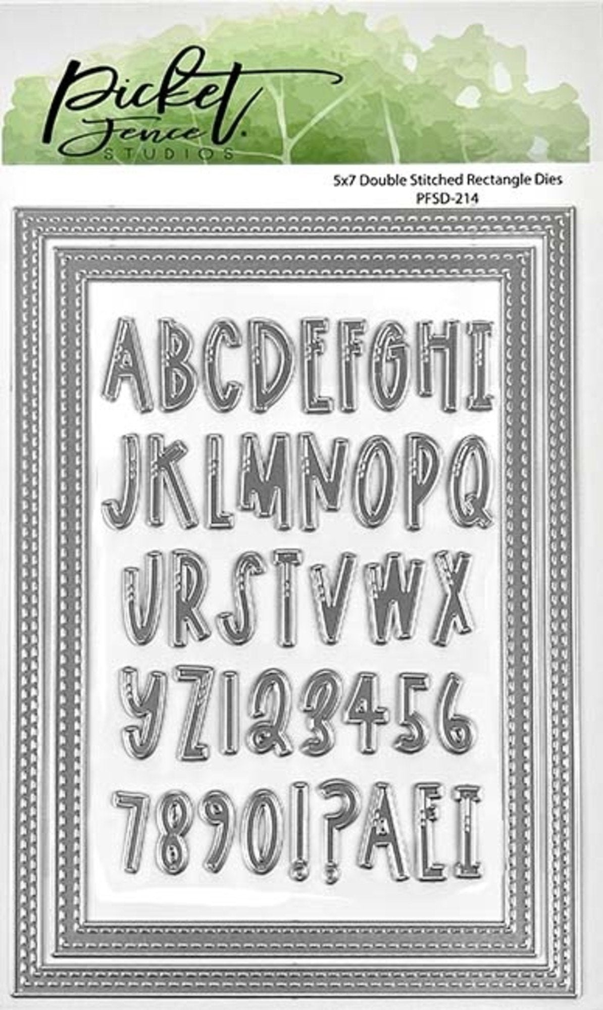 Picket Fence Studios Double Stitched Rectangle 5x7 Inch + alphabet Dies (PFSD-214)