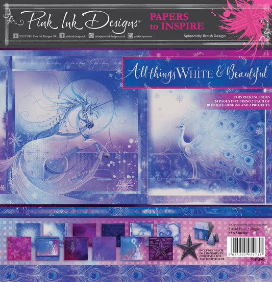 Pink ink Designs -All Things White & Beautiful 8x8 Inch Paper Pack (PIPAP03)