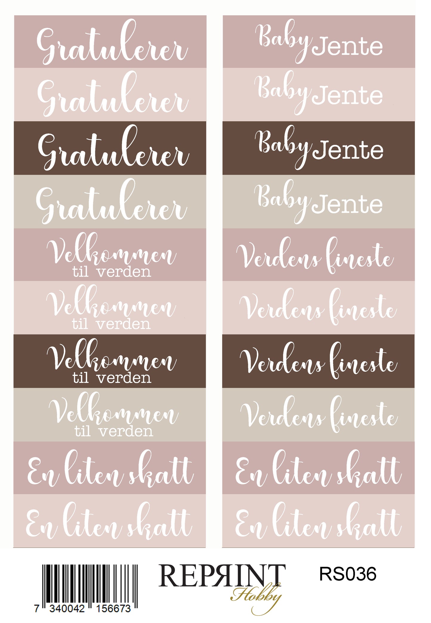 NYHET! Reprint - Happiness Baby girl- tekster - klistremerker/ stickers