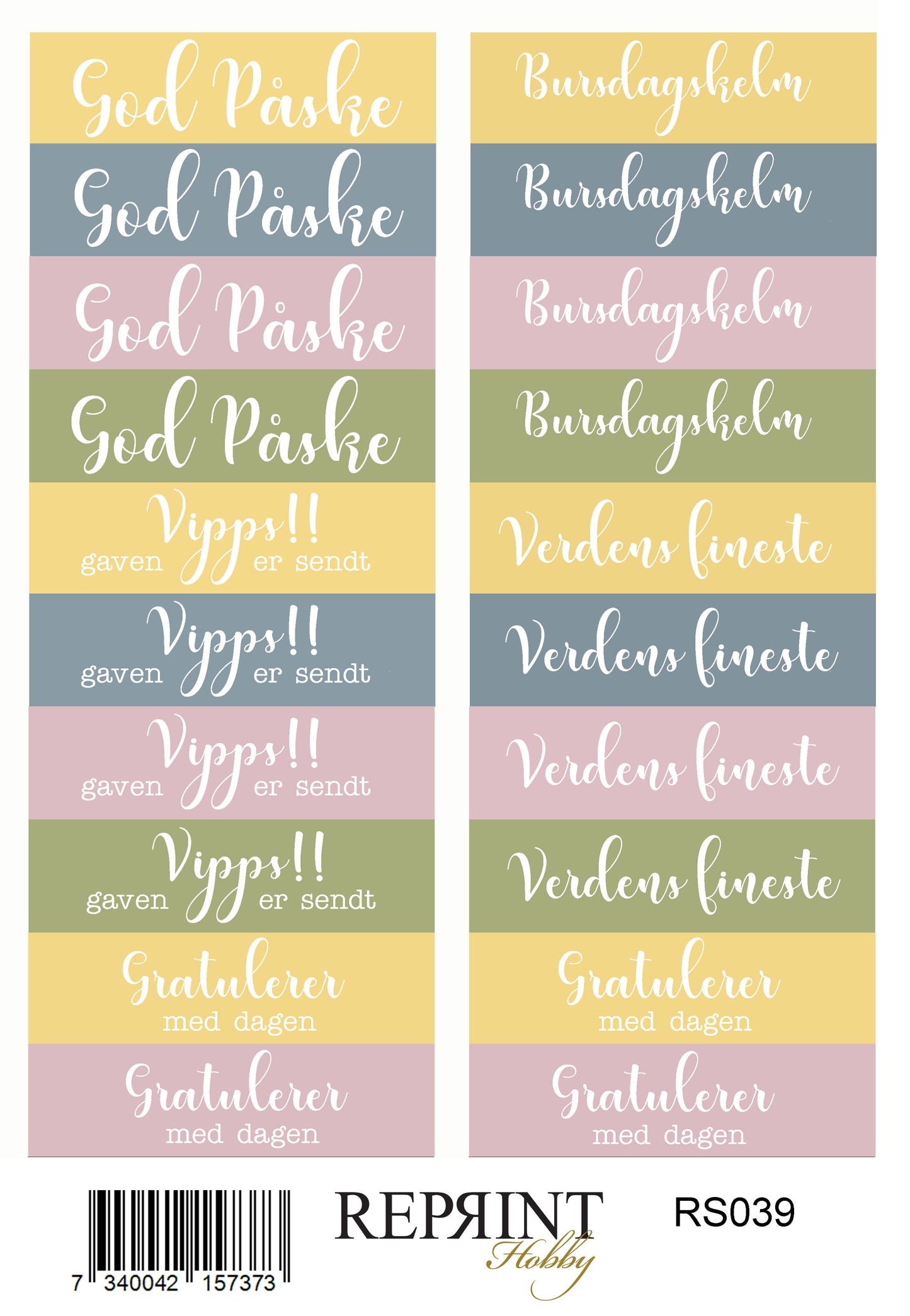 NYHET! Reprint - Stickers - Hello Spring- Norske tekster - 11x16cm -rs040