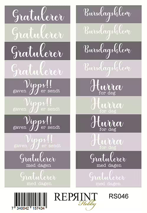 NYHET! Reprint - Stickers - Timeless Norsk tekst - 11x16cm rs046
