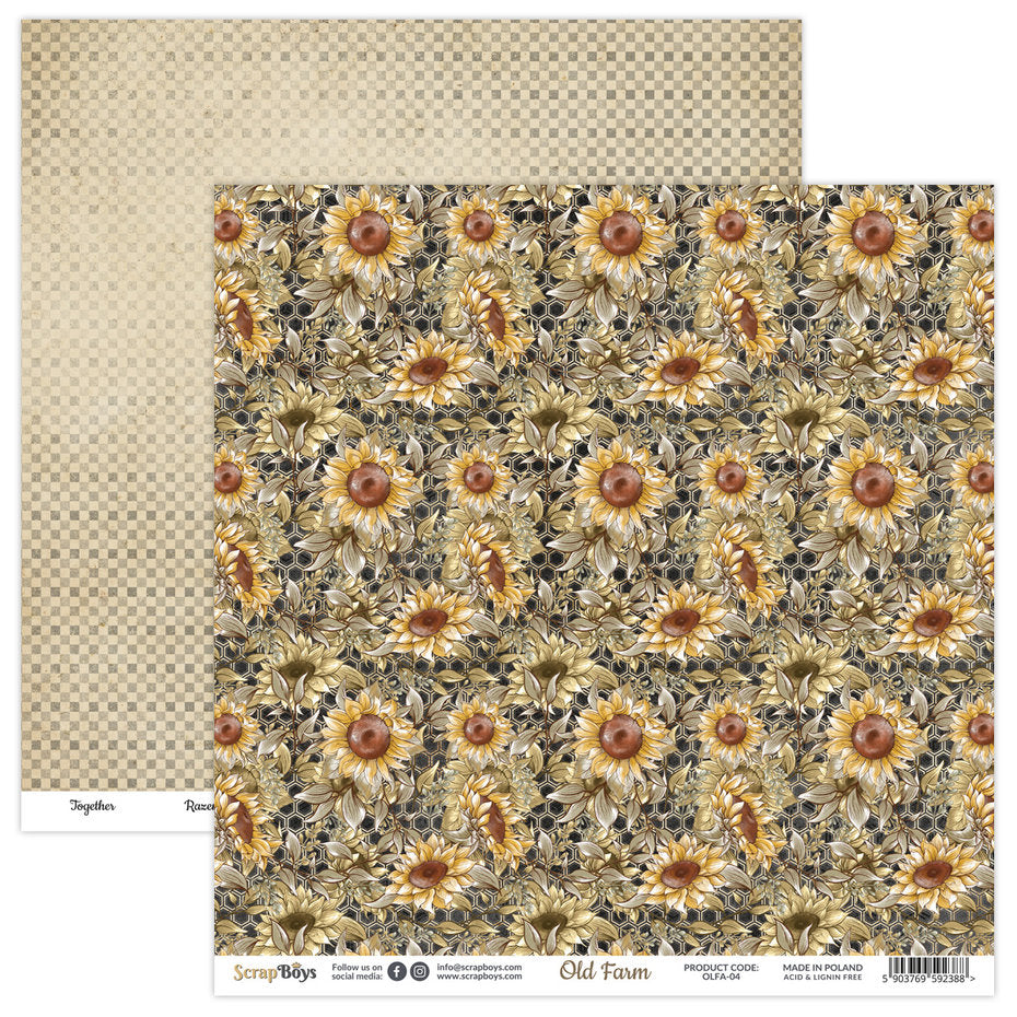 Scrapboys Old Farm 12x12 Inch Paper Pack (OLFA-08)- arkpakke 12x12 inch