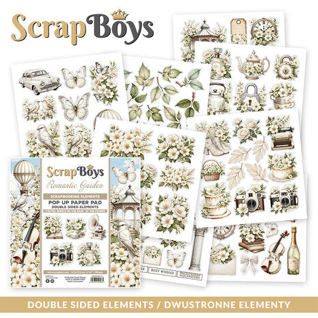 ScrapBoys - Romantic garden 6' x6' Inch Paper Pack / arkpakke - pop up paper pad
