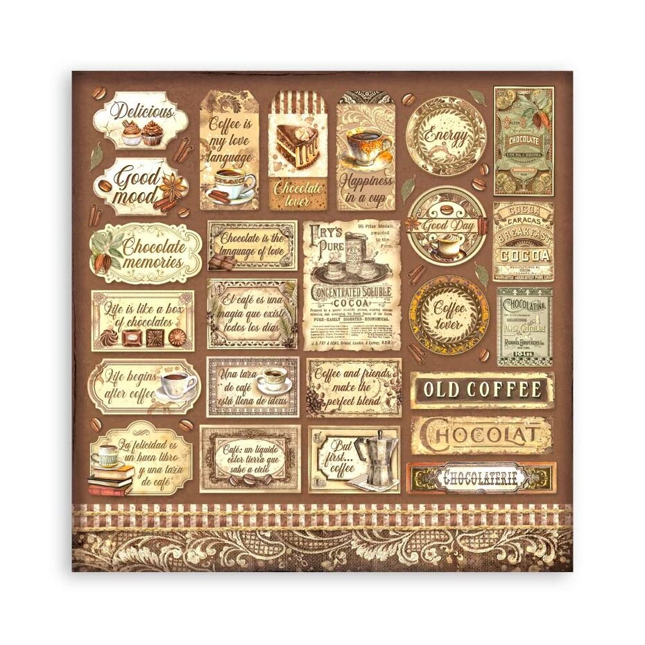 Stamperia Coffee and Chocolate 12x12 Inch Paper Pack SBBL144