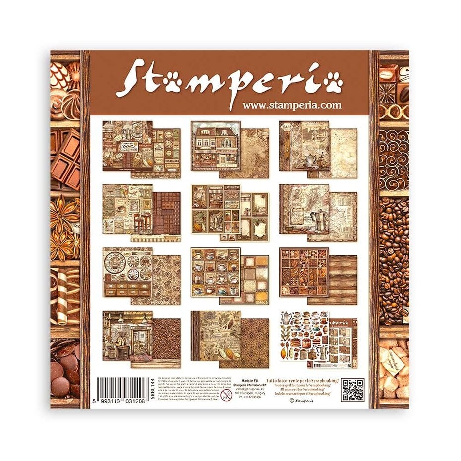 Stamperia Coffee and Chocolate 12x12 Inch Paper Pack SBBL144