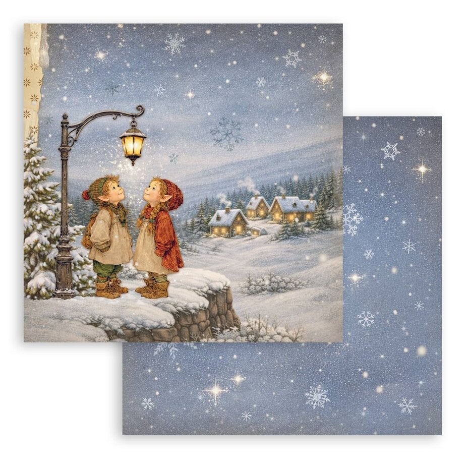 NYHET! Stamperia - mønsterark - Silent Night 12x12 Inch Paper Sheet - Street Lamp