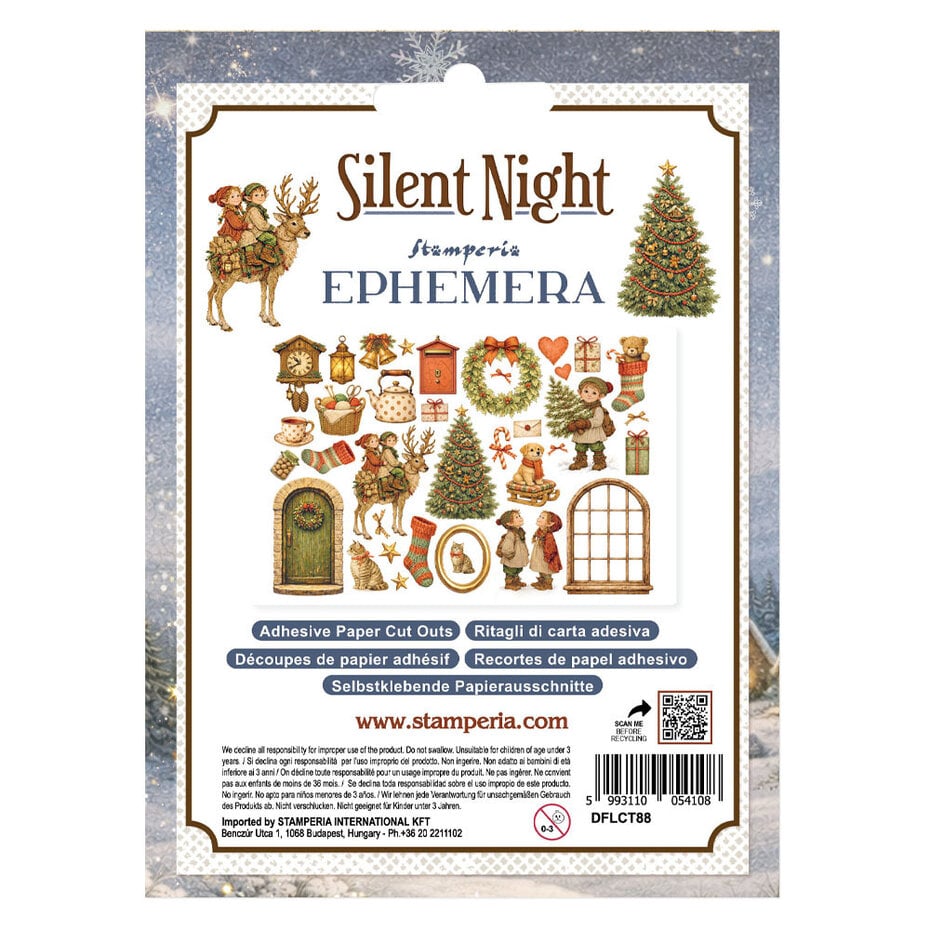 NYHET! Stamperia - die cut pakke - Silent Night Ephemera (DFLCT88)