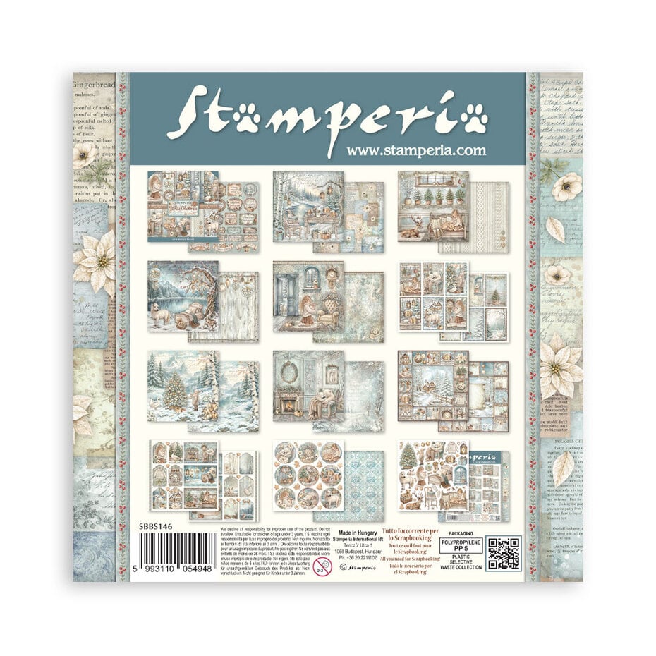 NYHET ! Stamperia - White Christmas - 8x8 Inch Paper Pack SBBS146