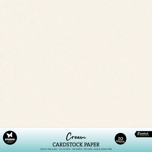 Studio Light cream kartong 10 stk 12x12 cream cardstock paper