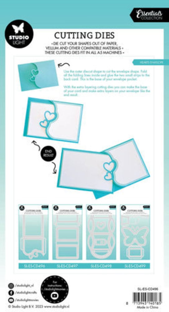 Studio Light Hearts envelope Essentials Cutting Dies SL-ES-CD496