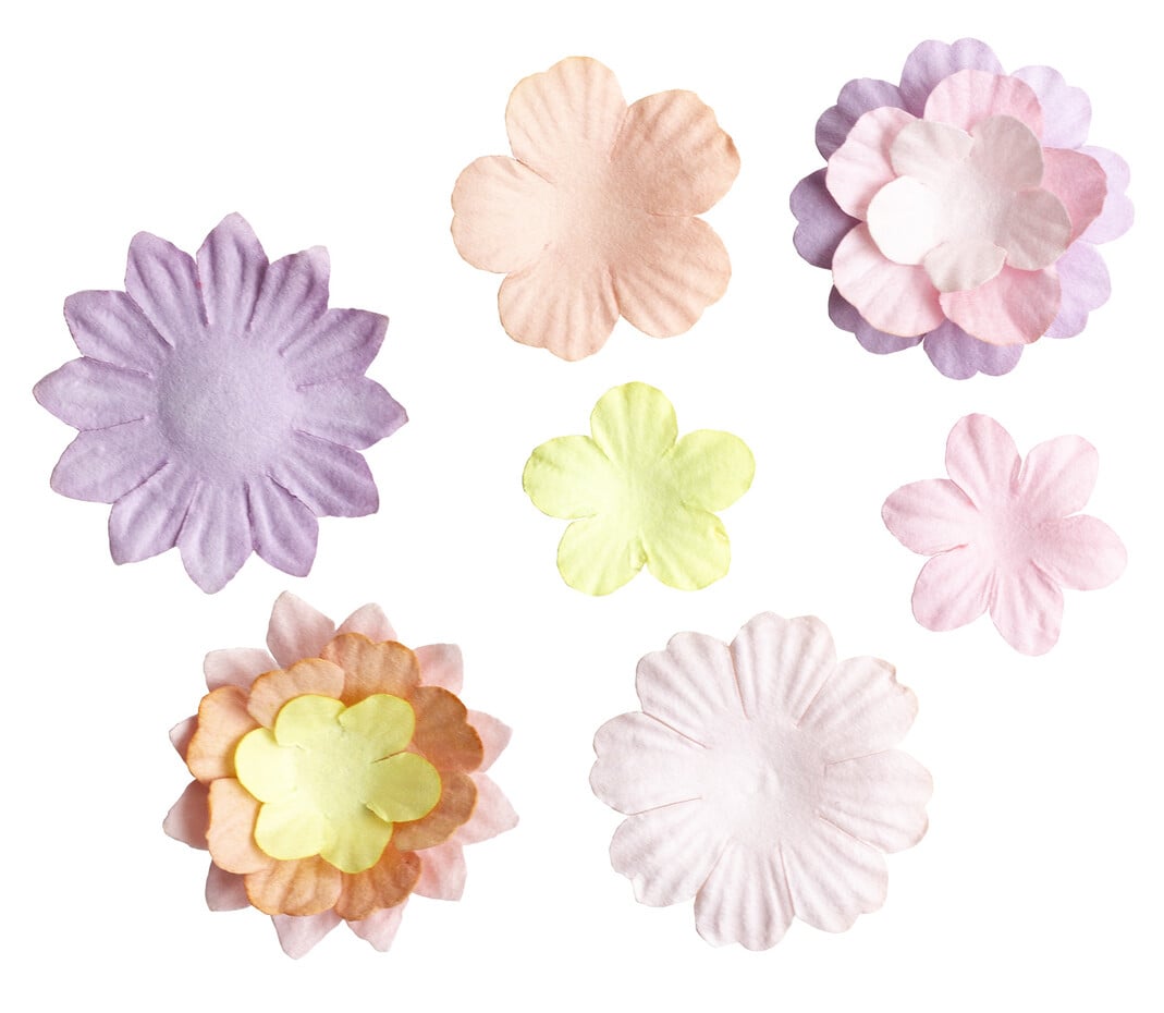 Studio Light Pastel Essentials paper flowers- 25 stk pastell papirblomster