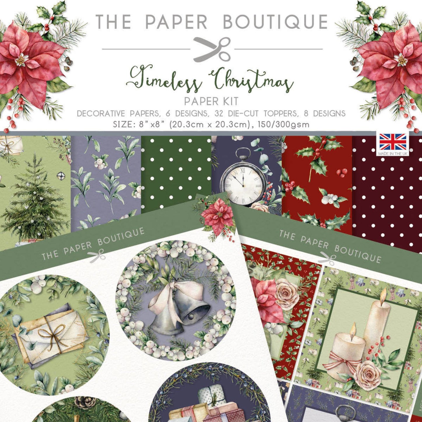 The Paper Boutique Timeless Christmas 8x8 Inch Paper Kit