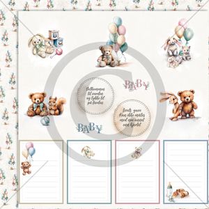 NYHET!! Papirdesign mønsterark - Små søte venner- 12x12 - Søtnoser - PD1452