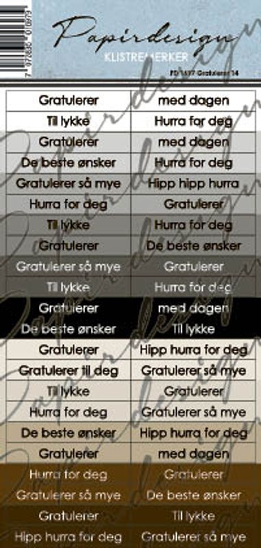 NYHET! - Papirdesign klistremerker - Gratulerer 14