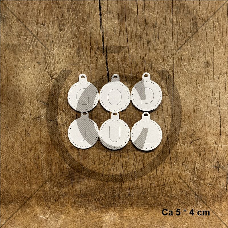 Tilbud ! Papirdesign - Julekuler 3 - G O D J U L -6 stk dies m/skyggedies