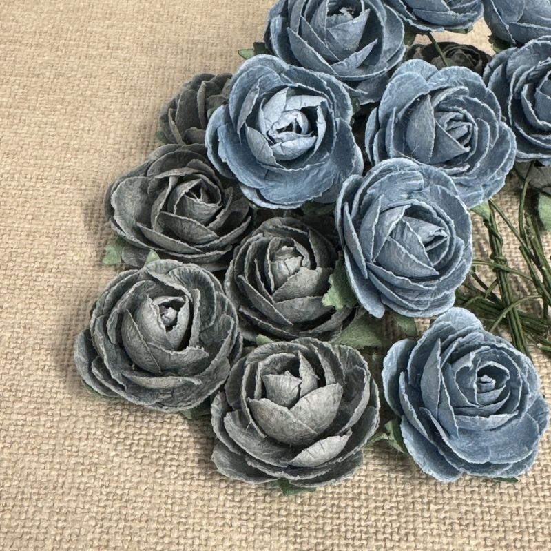 Papirdesign blomst roser - Pion, Vintage blå - 20 stk pr pk