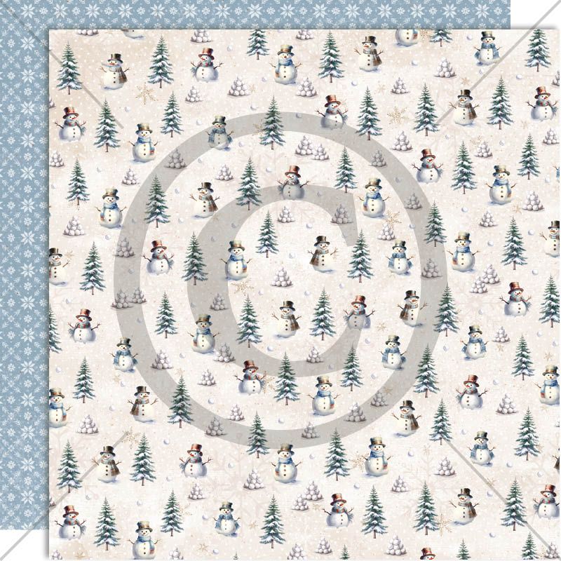 Papirdesign Mønsterark 12´x12´ - Vinterglede - Snømenn - PD1571
