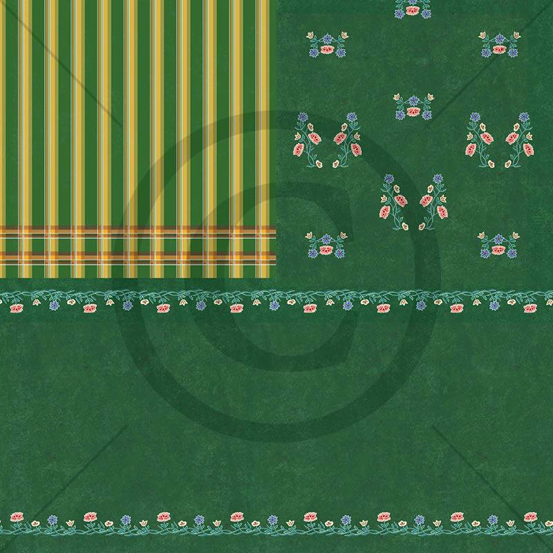 Papirdesign Mønsterark 12´x12´ - Nordlandsbunad, grønn - pd1900031