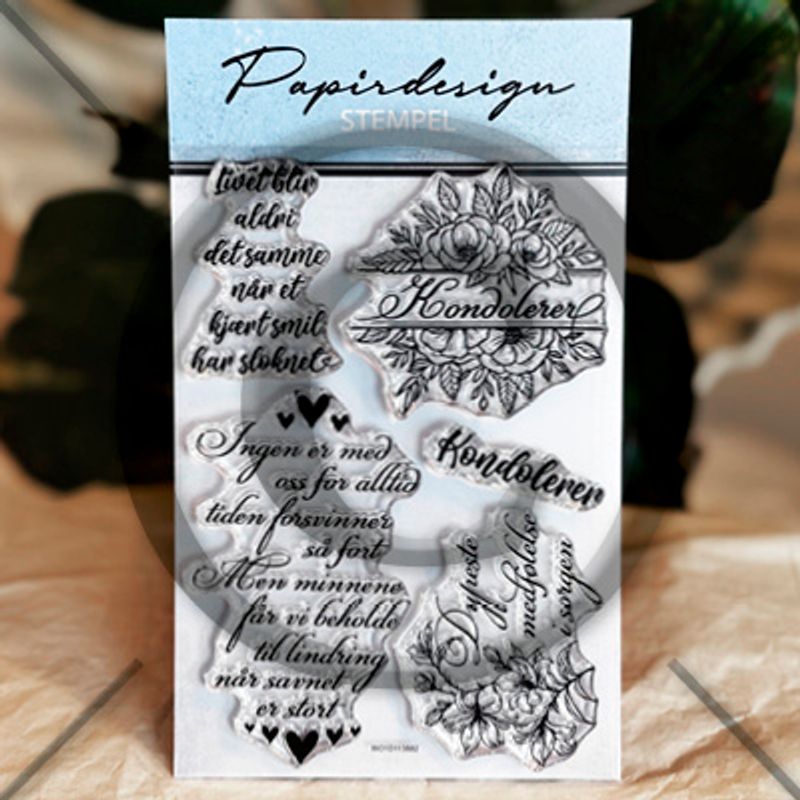 Forhåndsbestill ! kommer snart! NYHET! Papirdesign stempelplate - clearstamp - Kondolerer PD 1664