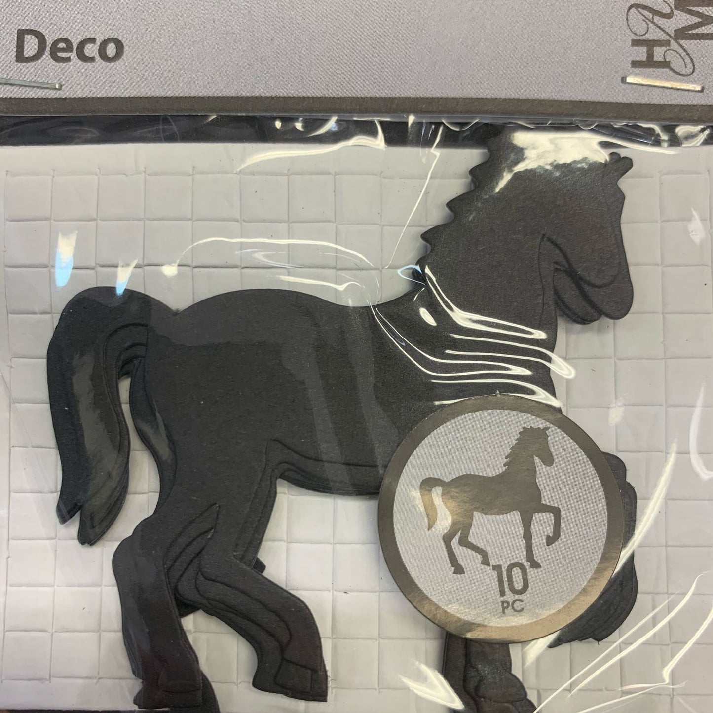 Hest silhuett, diecut, med 3D-puter, 10 stk i pk
